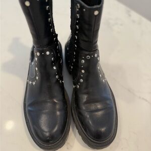 ZARA Studded Black Leather Boots